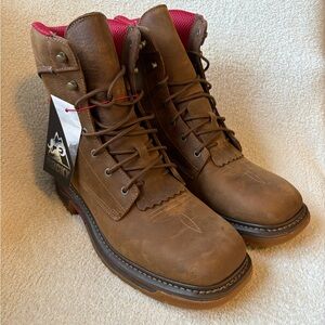 NEW Rocky Boots Iron Skull Lacer Mens Brown Leather Lace Up Boots Size 13